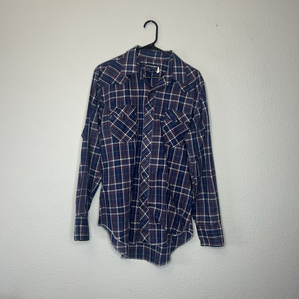 Vintage Wrangler Cowboy Cut Multicolor Pearl Snap Button Up Shirt Size L 16 1/2